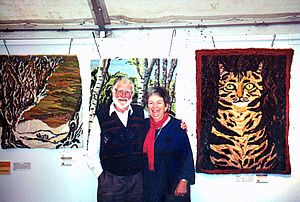 Louisa and Lewis at the exibition in Japan