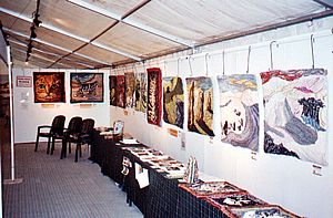 Rag rugs display in Japan